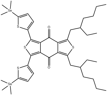 1,3-双(2-乙基己基)-5,7-双(5-(三甲基锡基)噻吩基)苯并[1,2-C:4,5-C']二噻吩-4,8-二酮,2111948-40-2,结构式