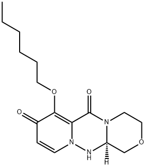 (12aR)-7-(hexyloxy)-3,4,12,12a-tetrahydro-1H-[1,4]Oxazino[3,4-c]pyrido[2,1-f][1,2,4]triazine-6,8-dione Structure