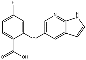 Benzoic acid, 4-fluoro-2-(1H-pyrrolo[2,3-b]pyridin-5-yloxy)- Structure