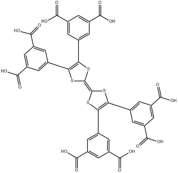 5,5',5'',5'''-([2,2'-bi(1,3-dithiolylidene)]-4,4',5,5'-tetrayl)tetraisophthalic acid 化学構造式