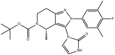 (S)-2-(4-氟-3,5-二甲基苯基)-4-甲基-3-(2-氧代-2,3-二氢-1H-咪唑-1-基)-2,4,6,7-四氢-5H-吡唑并[4,3-C]吡啶-5-羧酸叔丁酯, 2212021-61-7, 结构式