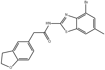 5-Benzofuranacetamide, N-(4-bromo-6-methyl-2-benzothiazolyl)-2,3-dihydro-, 2216753-63-6, 结构式