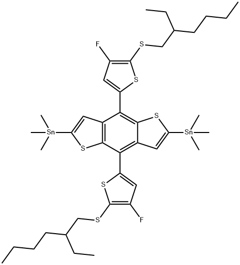 Stannane, 1,1'-[4,8-bis[5-[(2-ethylhexyl)thio]-4-fluoro-2-thienyl]benzo[1,2-b:4,5-b']dithiophene-2,6-diyl]bis[1,1,1-trimethyl- 结构式