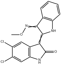 2H-Indol-2-one, 5,6-dichloro-3-[1,3-dihydro-3-(methoxyimino)-2H-indol-2-ylidene]-1,3-dihydro- Struktur