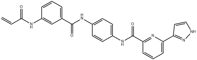 2-Pyridinecarboxamide, N-[4-[[3-[(1-oxo-2-propen-1-yl)amino]benzoyl]amino]phenyl]-6-(1H-pyrazol-3-yl)-,2227368-54-7,结构式