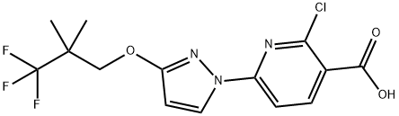 2-Chloro-6-[3-(3,3,3-trifluoro-2,2-dimethylpropoxy)pyrazol-1-yl]pyridine-3-carboxylic acid Structure