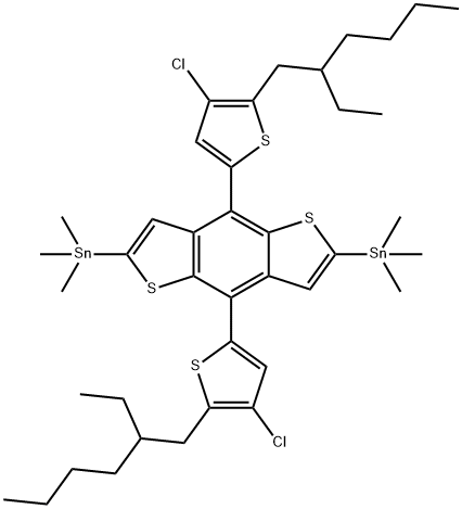 (4,8-二(4-氯-5-(2-乙基己基)噻吩-2-基)苯并[1,2-B:4,5-B']二噻吩-2,6-二基)双三甲基锡,2239295-69-1,结构式
