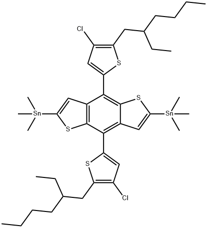 IN1776, (4,8-Bis(4-chloro-5-(2-ethylhexyl)thiophen-2-yl)benzo[1,2-b:4,5-b']dithiophene-2,6-diyl)bis(trimethylstannane) Structure