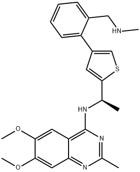 (R)-6,7-二甲氧基-2-甲基-N-(1-(4-(2-((甲基氨基)甲基)苯基)噻吩-2-基)乙基)喹唑啉-4-胺, 2244904-70-7, 结构式