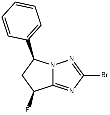 5H-Pyrrolo[1,2-b][1,2,4]triazole, 2-bromo-7-fluoro-6,7-dihydro-5-phenyl-, (5S,7S)- Struktur