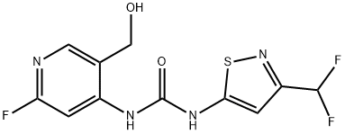 1-(3-(DIFLUOROMETHYL)ISOTHIAZOL-5-YL)-3-(2-FLUORO-5-(HYDROXYMETHYL)PYRIDIN-4-YL)UREA, 2270879-17-7, 结构式