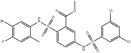 2-[[(5-溴-4-氟-2-甲基苯基)氨基]磺酰基]-5-[[(3,5-二氯苯基)磺酰基]氨基]苯甲酸甲酯,2275619-53-7,结构式