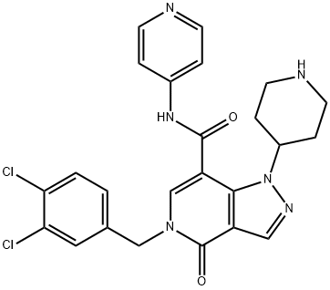 1H-Pyrazolo[4,3-c]pyridine-7-carboxamide, 5-[(3,4-dichlorophenyl)methyl]-4,5-dihydro-4-oxo-1-(4-piperidinyl)-N-4-pyridinyl- Structure