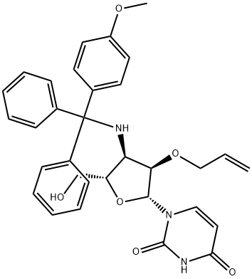 Uridine, 3'-deoxy-3'-[[(4-methoxyphenyl)diphenylmethyl]amino]-2'-O-2-propen-1-yl- Struktur