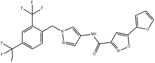 N-(1-(2,4-双(三氟甲基)苄基)-1H-吡唑-4-基)-5-(呋喃-2-基)异恶唑-3-甲酰胺, 2323027-38-7, 结构式