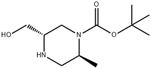 (2S,5S)-5-(羟甲基)-2-甲基哌嗪-1-羧酸叔丁酯 结构式