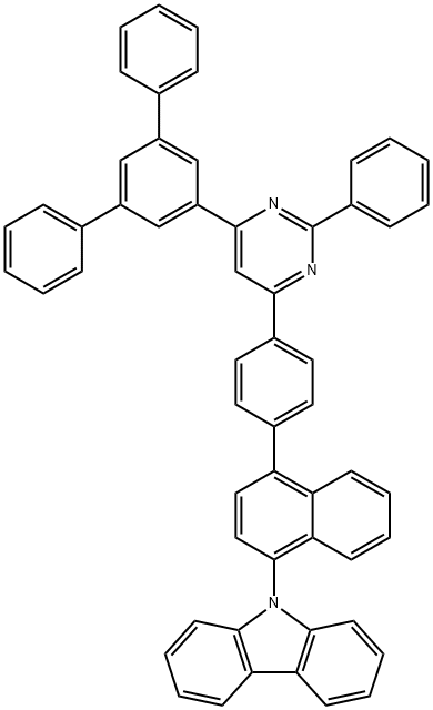 9H-Carbazole, 9-[4-[4-(2-phenyl-6-[1,1':3',1''-terphenyl]-5'-yl-4-pyrimidinyl)phenyl]-1-naphthalenyl]- Structure