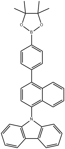 9-(4-(4-(4,4,5,5-tetramethyl-1,3,2-dioxaborolan-2-yl)phenyl)naphthalen-1-yl)-9H-carbazole 化学構造式