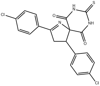 1,7,9-Triazaspiro[4.5]dec-1-ene-6,10-dione, 2,4-bis(4-chlorophenyl)-8-thioxo-, 2377858-38-1, 结构式