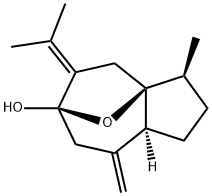 (3S,8aβ)-1,2,3,4,5,7,8,8a-オクタヒドロ-3α-メチル-8-メチレン-5-(1-メチルエチリデン)-6H-3aα,6α-エポキシアズレン-6-オール 化学構造式