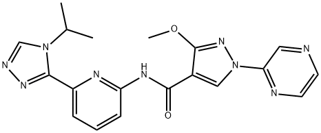N-(6-(4-异丙基-4H-1,2,4-三唑-3-基)吡啶-2-基)-3-甲氧基-1-(吡嗪-2-基)-1H-吡唑-4-甲酰胺, 2411382-24-4, 结构式