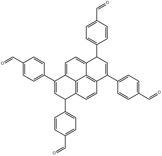 Benzaldehyde, 4,4',4'',4'''-(1,6-dihydro-1,3,6,8-pyrenetetrayl)tetrakis- Structure