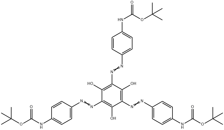 Carbamic acid, N-[4-[2-[3,5-bis[2-[4-[[(1,1-dimethylethoxy)carbonyl]amino]phenyl]diazenyl]-2,4,6-trihydroxyphenyl]diazenyl]phenyl]-, 1,1-dimethylethyl ester 结构式