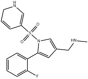 1H-Pyrrole-3-methanamine, 1-[(1,6-dihydro-3-pyridinyl)sulfonyl]-5-(2-fluorophenyl)-N-methyl-, 2416241-95-5, 结构式