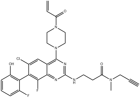 2436544-27-1 Propanamide, 3-[[6-chloro-8-fluoro-7-(2-fluoro-6-hydroxyphenyl)-4-[4-(1-oxo-2-propen-1-yl)-1-piperazinyl]-2-quinazolinyl]amino]-N-methyl-N-2-propyn-1-yl-
