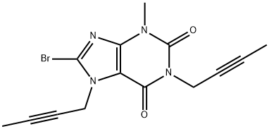 1H-Purine-2,6-dione, 8-bromo-1,7-di-2-butyn-1-yl-3,7-dihydro-3-methyl- Struktur