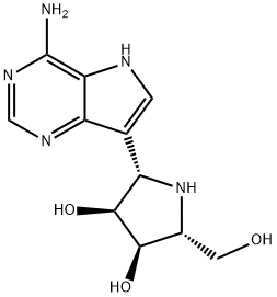3,4-Pyrrolidinediol, 2-(4-amino-5H-pyrrolo3,2-dpyrimidin-7-yl)-5-(hydroxymethyl)-, (2S,3S,4R,5R)- Structure