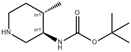 Carbamic acid, [(3R,4S)-4-methyl-3-piperidinyl]-, 1,1-dimethylethyl ester, rel- Struktur