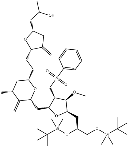 (2-Furanpropanol, 5-[2-[(2S,4R,6R)-6-[[(2S,3S,4R,5R)-5-[(2S)-2,3-bis[[(1,1-dimethylethyl)dimethylsilyl]oxy]propyl]tetrahydro-4-methoxy-3-[(phenylsulfonyl) methyl]-2-furanyl]methyl]tetrahydro-4-methyl-5-methylene-2H-pyran-2-yl]ethyl]|艾日布林中间体