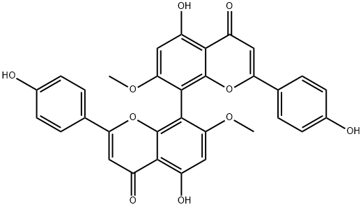 4',4''',5,5''-Tetrahydroxy-7,7''-dimethoxy-8,8''-biflavone Struktur