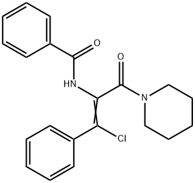 N-[2-オキソ-2-ピペリジノ-1-(α-クロロベンジリデン)エチル]ベンズアミド 化学構造式
