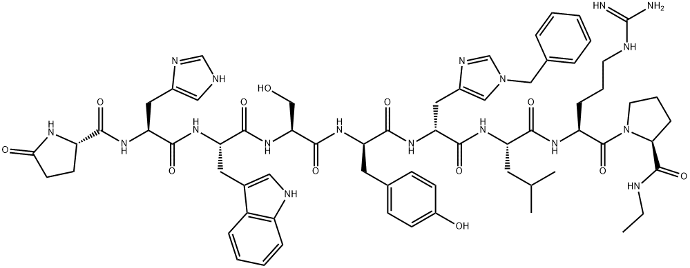 (DES-GLY10,D-TYR5,D-HIS(BZL)6,PRO-NHET9)-LHRH, 321709-40-4, 结构式