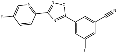 3-(5-フルオロピリジン-2-イル)-5-(3-フルオロ-5-シアノフェニル)-1,2,4-オキサジアゾール 化学構造式