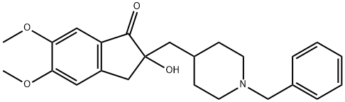 1H-Inden-1-one, 2,3-dihydro-2-hydroxy-5,6-dimethoxy-2-[[1-(phenylmethyl)-4-piperidinyl]methyl]- Struktur