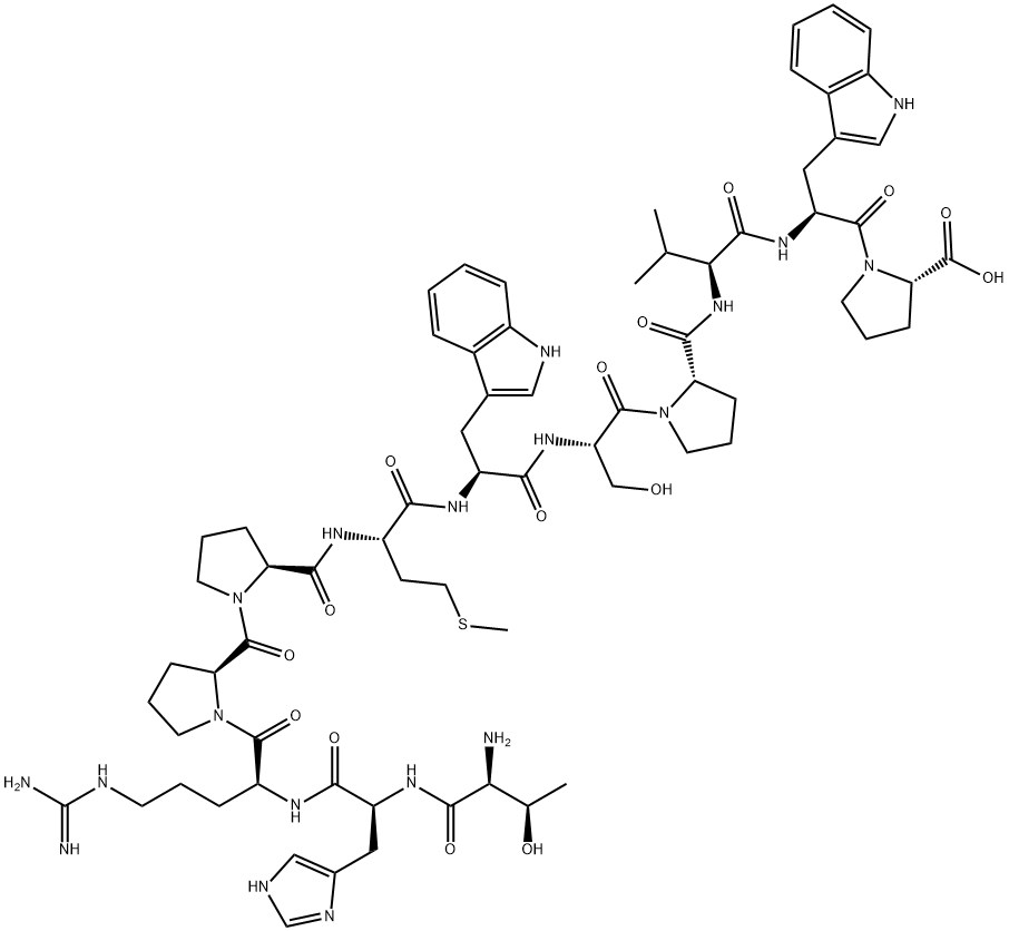 L-Proline, L-threonyl-L-histidyl-L-arginyl-L-prolyl-L-prolyl-L-methionyl-L-tryptophyl-L-seryl-L-prolyl-L-valyl-L-tryptophyl- Structure