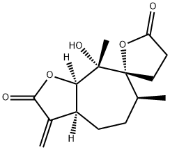 (3aS,7R)-3',3aβ,4,4',5,6,8,8aβ-Octahydro-8β-hydroxy-6α,8-dimethyl-3-methylenespiro[7H-cyclohepta[b]furan-7,2'(5'H)-furan]-2,5'(3H)-dione Struktur