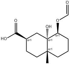 2-Naphthalenecarboxylic acid, 8-(formyloxy)decahydro-8a-hydroxy-4a-methyl-, (2R,4aR,8S,8aS)-rel- Struktur