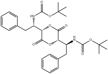 Carbamic acid, [[(2S,5S)-3,6-dioxo-1,4-dioxane-2,5-diyl]bis[(1S)-2-phenylethylidene]]bis-, bis(1,1-dimethylethyl) ester (9CI) 结构式