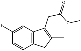 methyl 5-fluoro-2-methyl-1H-3-indenylacetate 化学構造式
