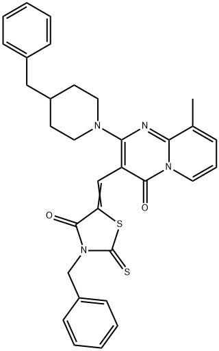 381680-06-4 (5Z)-3-benzyl-5-[[2-(4-benzylpiperidin-1-yl)-9-methyl-4-oxopyrido[1,2-a]pyrimidin-3-yl]methylidene]-2-sulfanylidene-1,3-thiazolidin-4-one