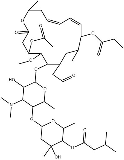 Leucomycin V, 3-acetate 4B-(3-methylbutanoate) 9-propanoate Structure