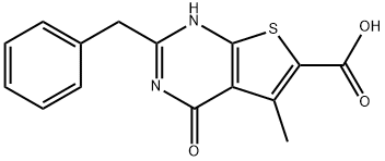 2-苄基-5-甲基-4-氧代-3H,4H-噻吩并[2,3-D]嘧啶-6-羧酸,421562-28-9,结构式