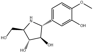 (2R,3R,4R,5R)-2-(3-羟基-4-甲氧基苯基)-5-(羟基甲基)-3,4-吡咯烷二醇 结构式