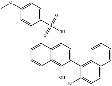 N-(1,2′-ジヒドロキシ-2,1′-ビナフタレン-4-イル)-4-メトキシベンゼンスルホンアミド 化学構造式