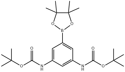 二氨基甲酸二叔丁基(5-(4,4,5,5-四甲基-1,3,2-二氧杂硼烷-2-基)-1,3-亚苯基), 443753-62-6, 结构式