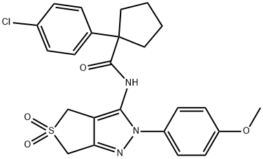 Cyclopentanecarboxamide, 1-(4-chlorophenyl)-N-[2,6-dihydro-2-(4-methoxyphenyl)-5,5-dioxido-4H-thieno[3,4-c]pyrazol-3-yl]- 结构式